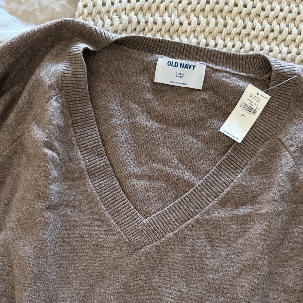 Old Navy Taupe V-Neck Sweater